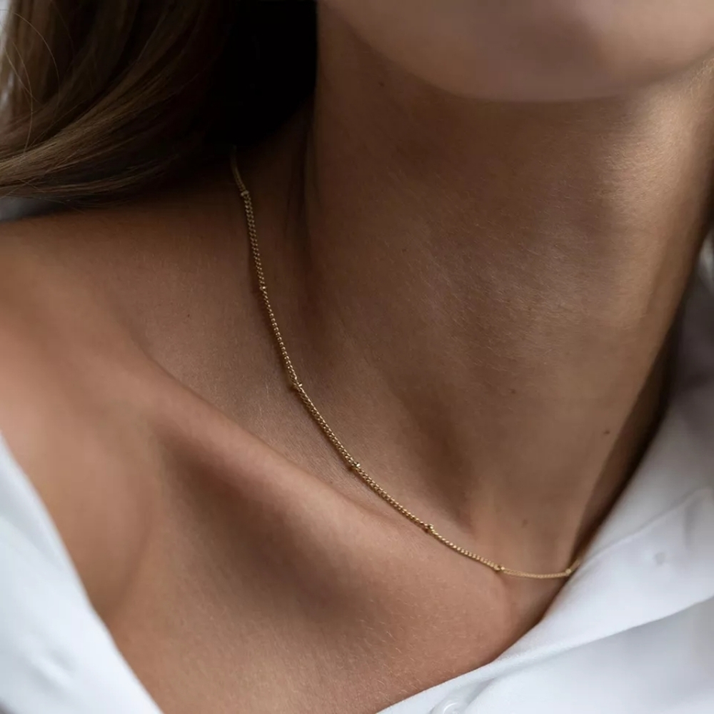 Simple Minimalist Beaded Choker Necklace